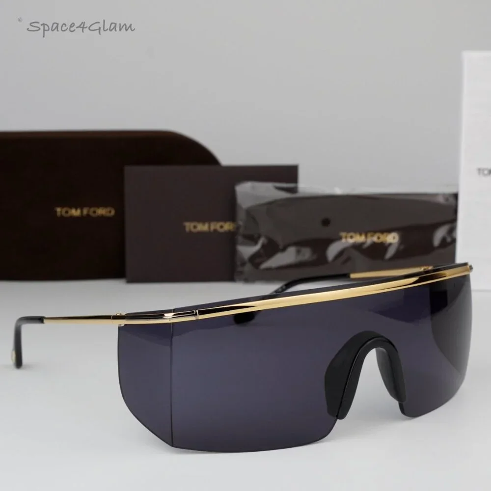 NEW Tom Ford FT0980/S 30A PAVLOS-02 Gold Grey Shield Unisex Sunglasses TF 098/S